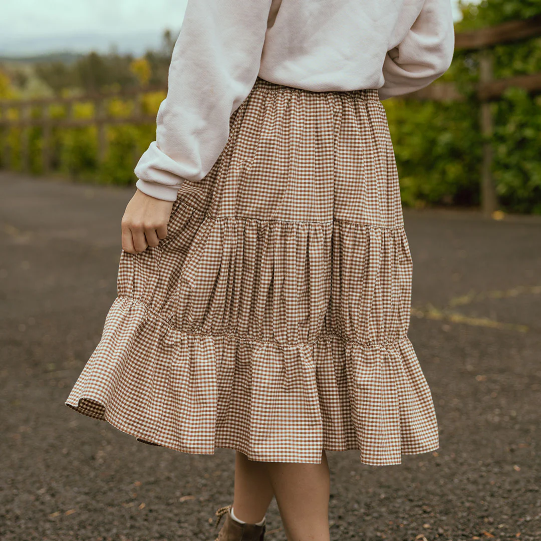 Salinas Skirt, Brown Gingham - Image 5