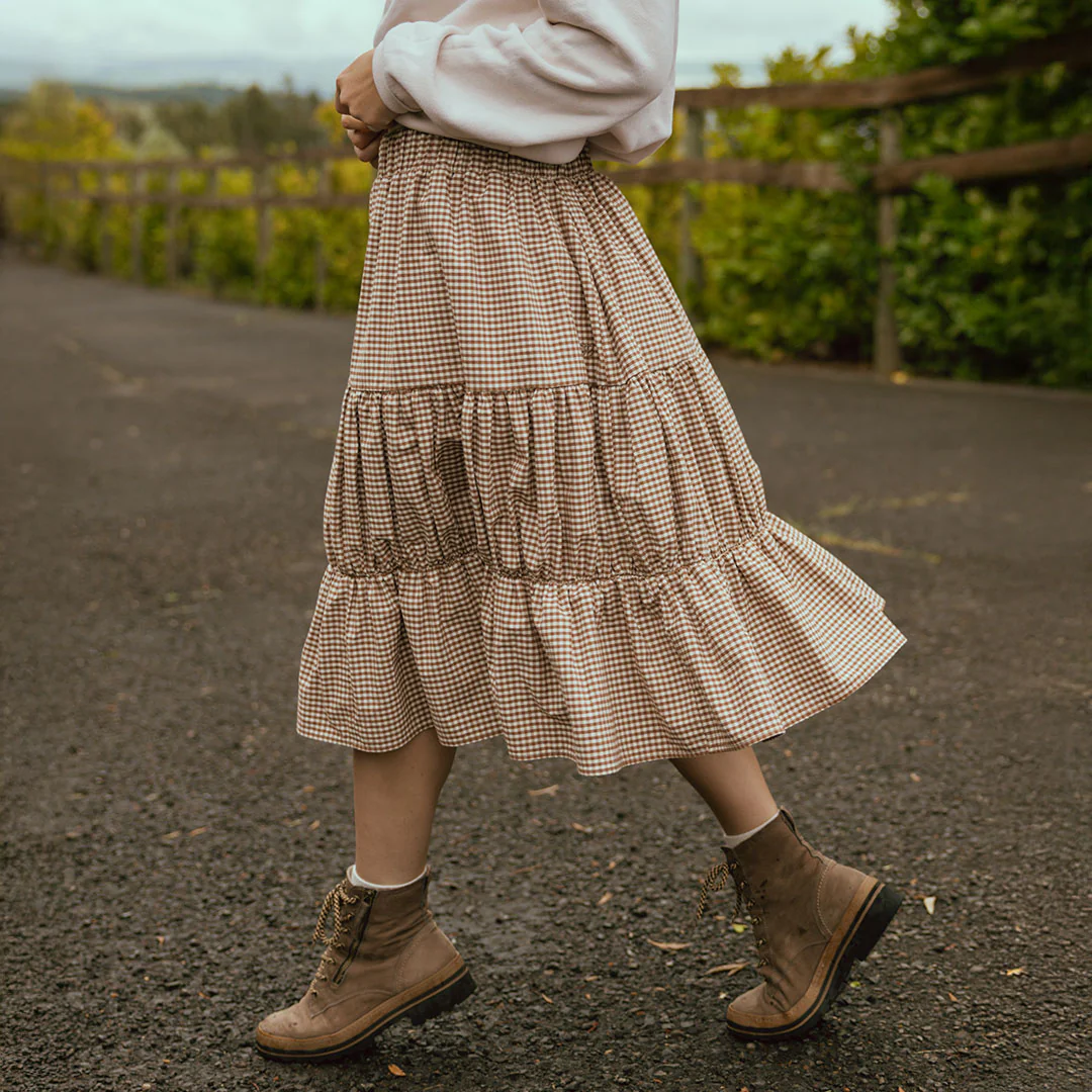 Salinas Skirt, Brown Gingham - Image 6