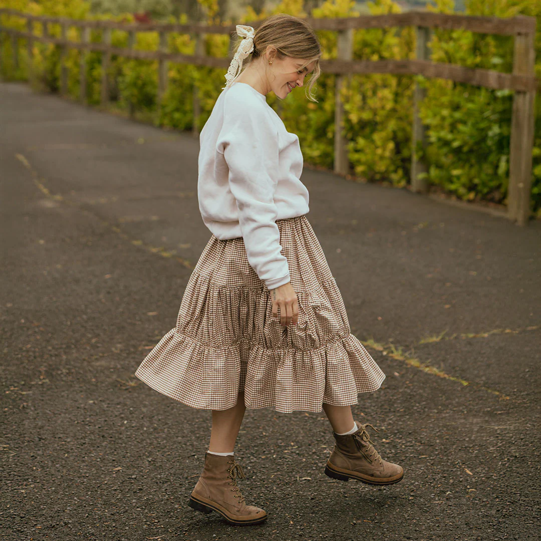 Salinas Skirt, Brown Gingham - Image 7