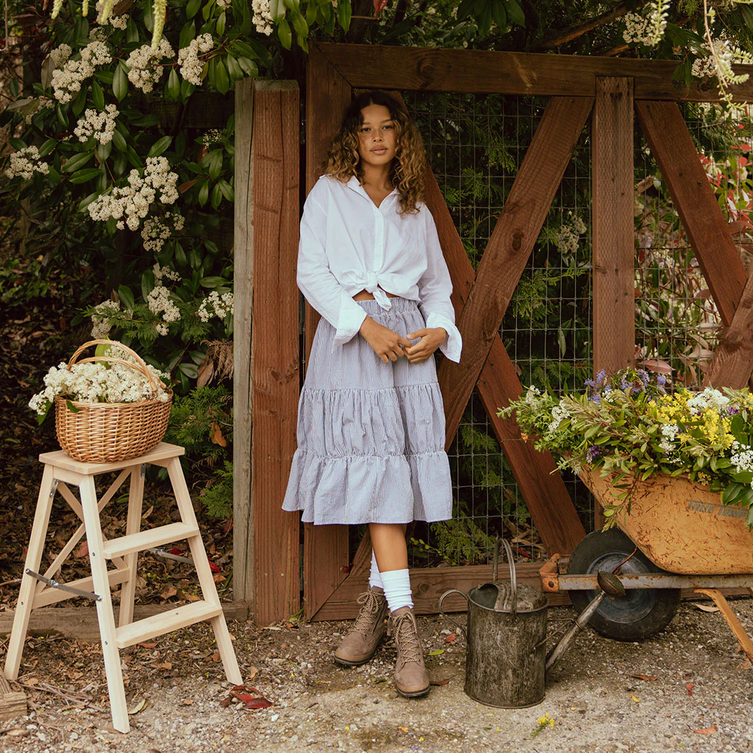 Salinas Skirt, Navy Seersucker - Image 3