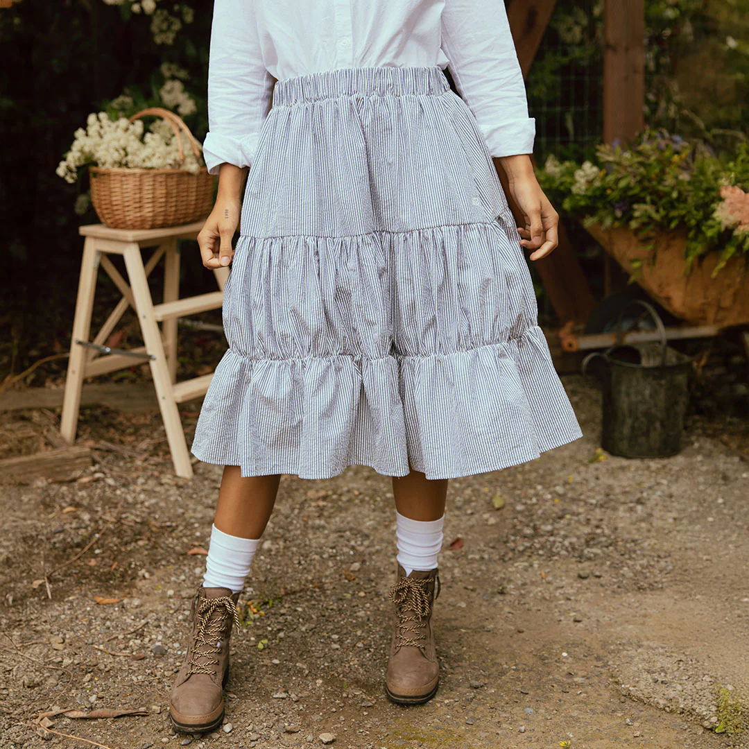 Salinas Skirt, Navy Seersucker - Image 4