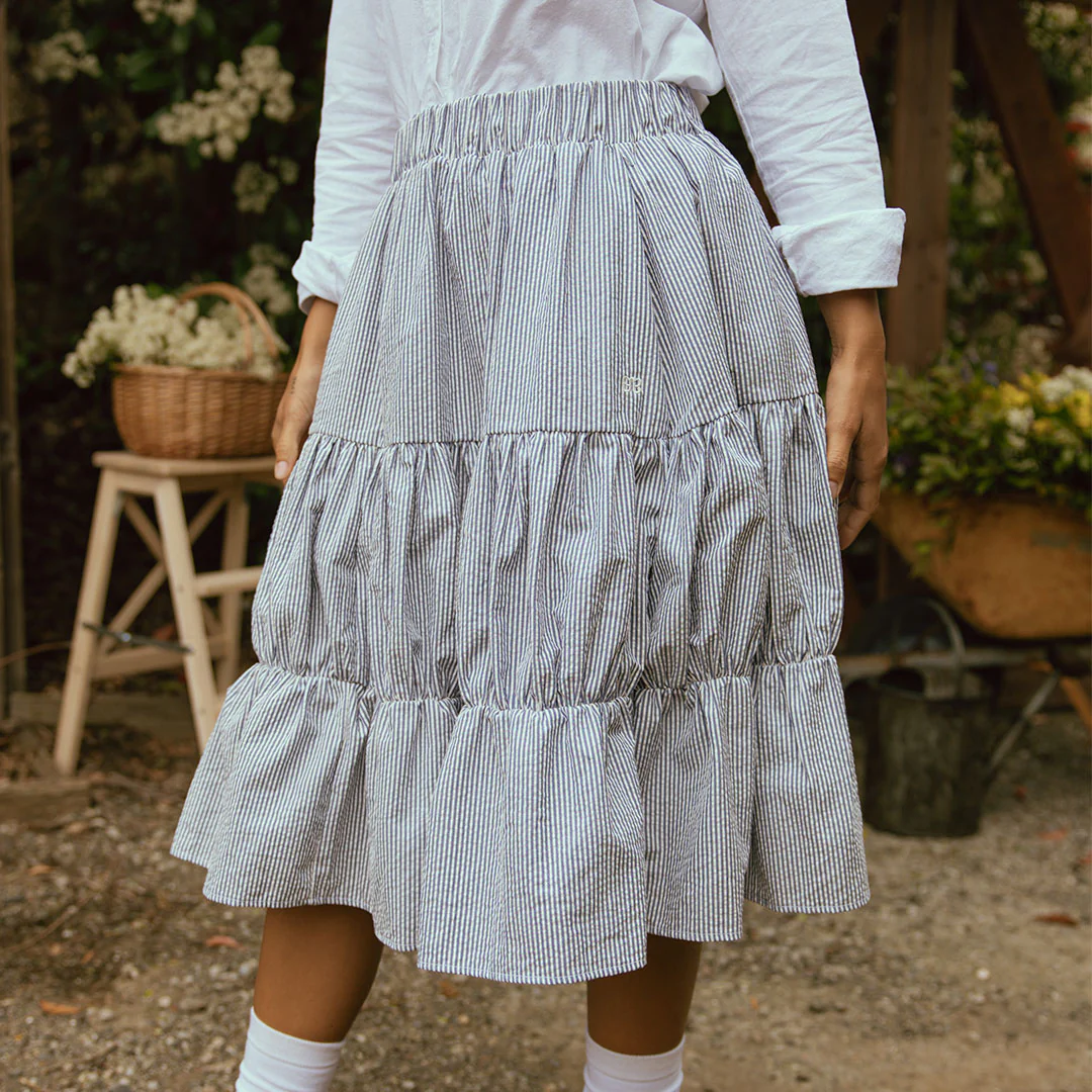 Salinas Skirt, Navy Seersucker - Image 5