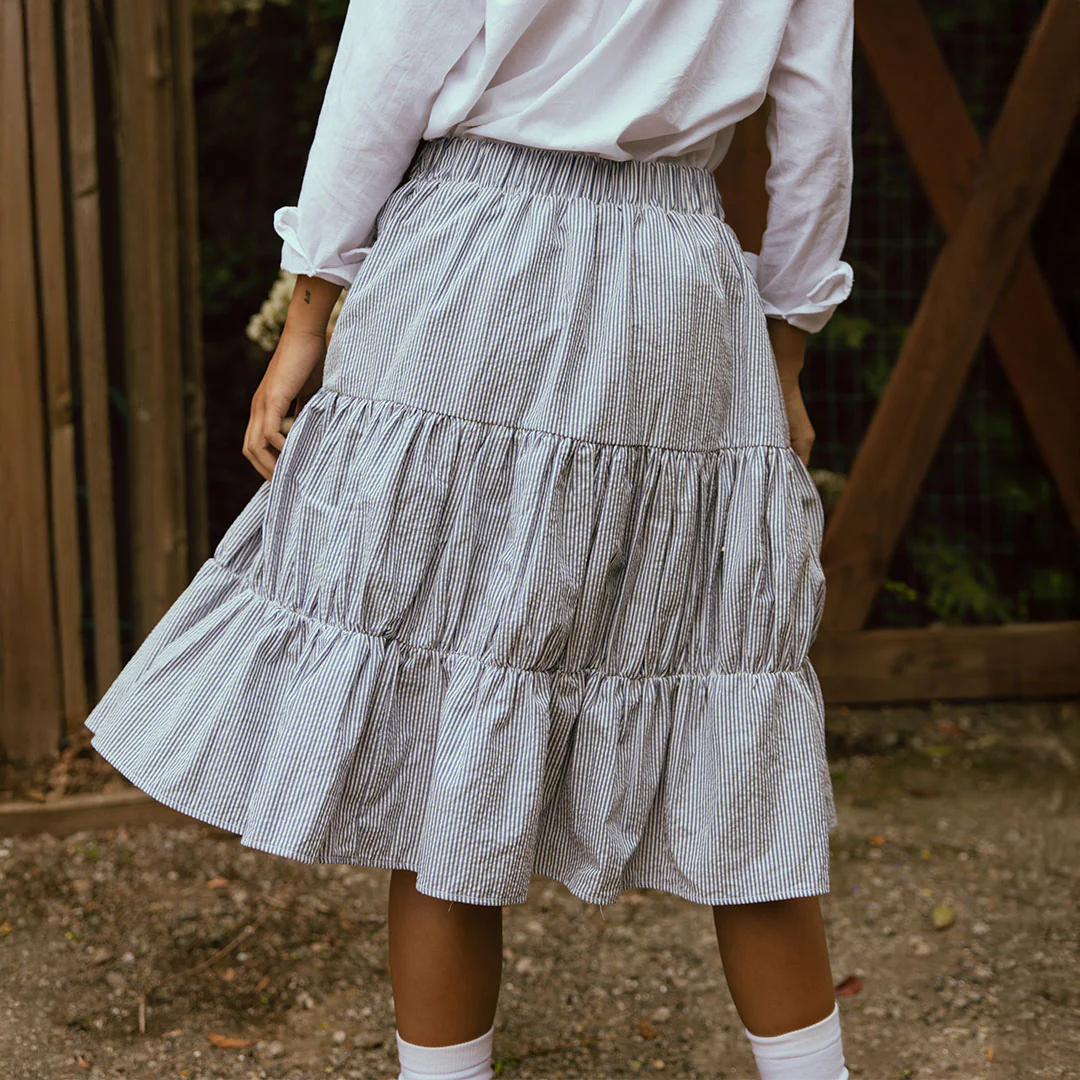 Salinas Skirt, Navy Seersucker - Image 6