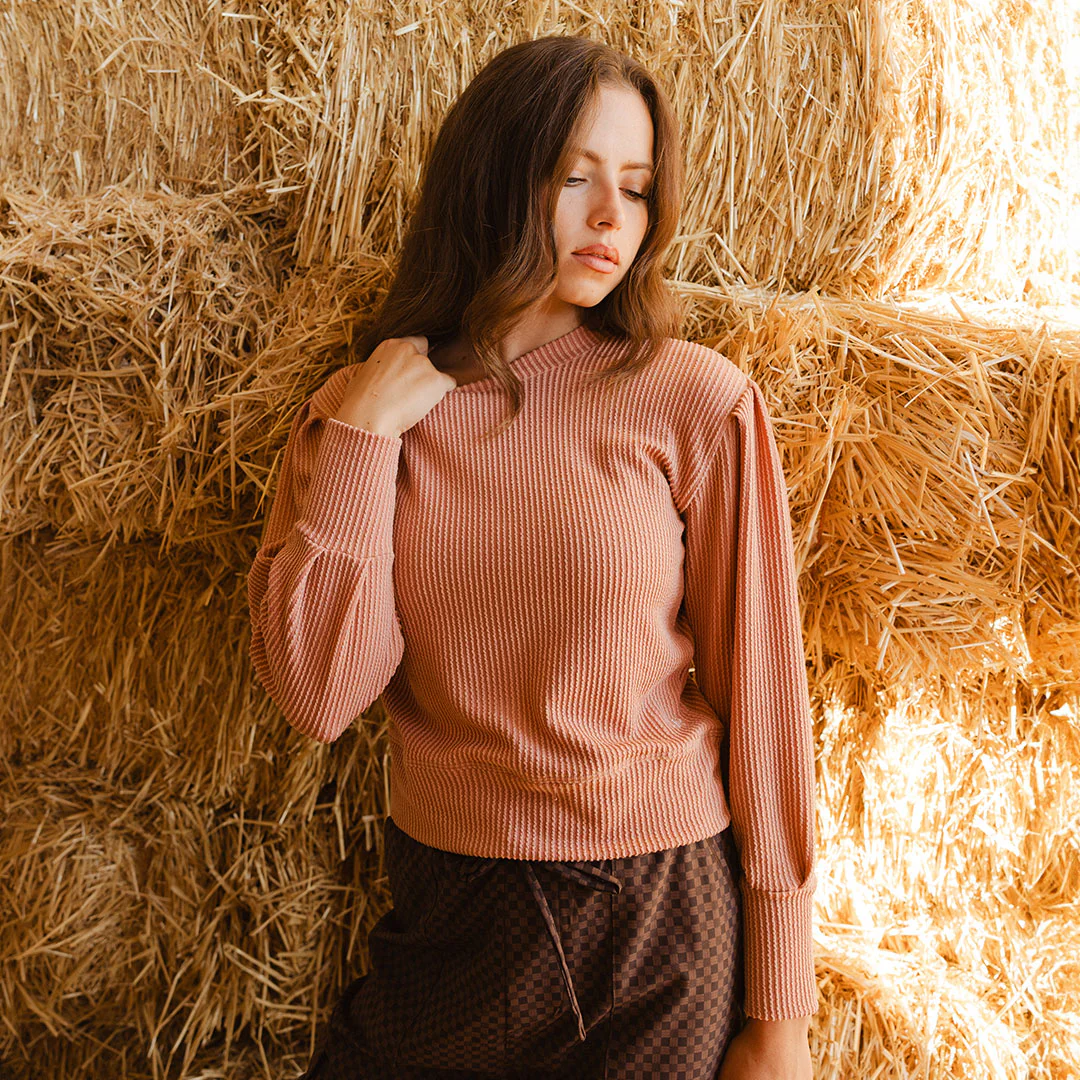 Serena Ribbed Top, Dusty Rose - Image 3