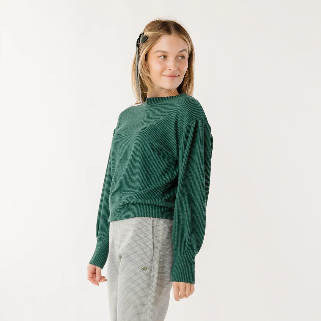 Serena Ribbed Top, Hunter Green - Image 7