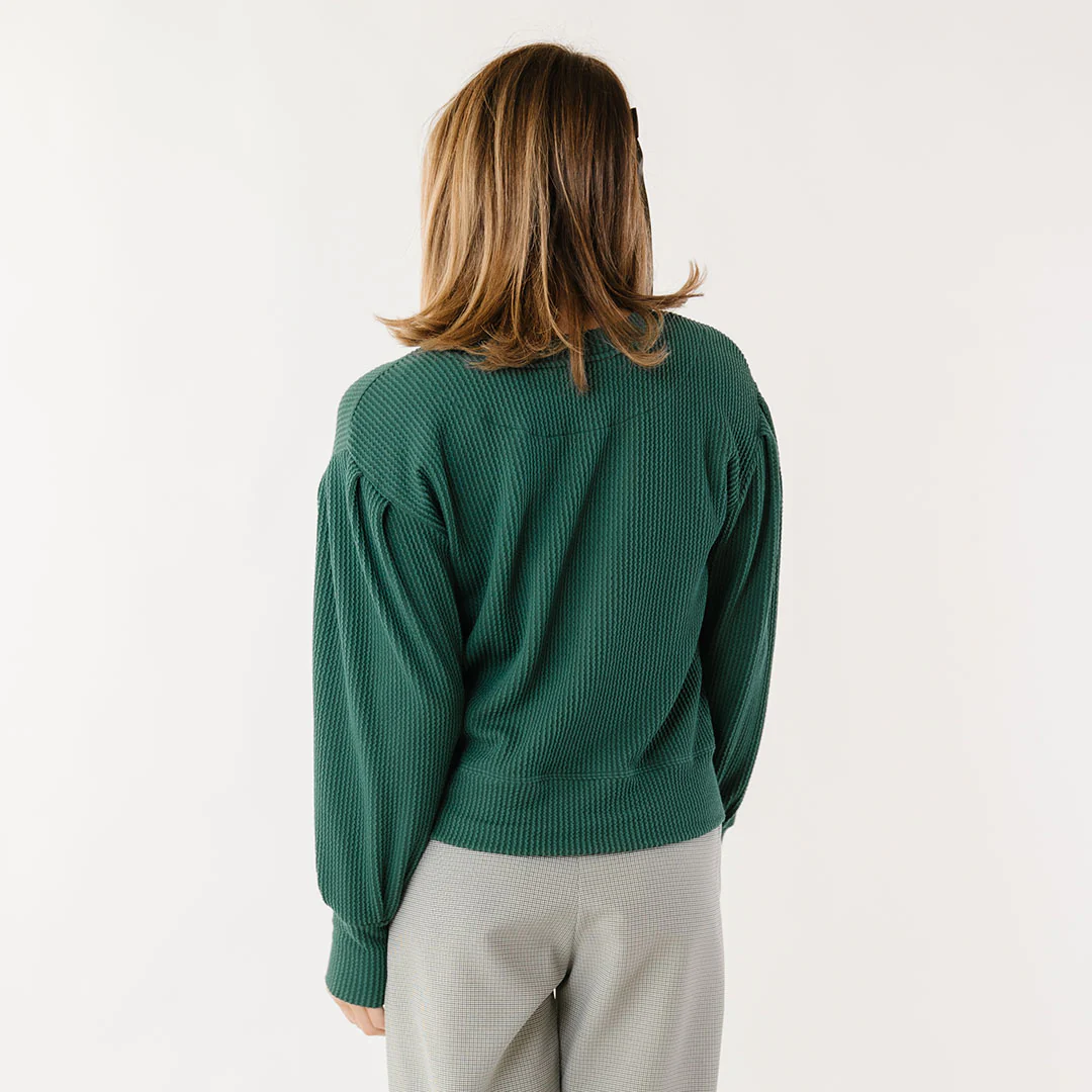 Serena Ribbed Top, Hunter Green - Image 8