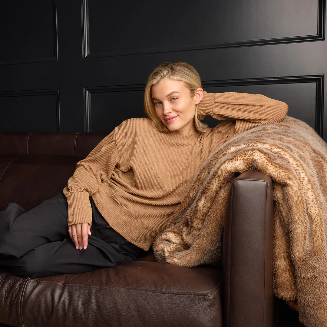 Serena Ribbed Top, Mocha - Image 2