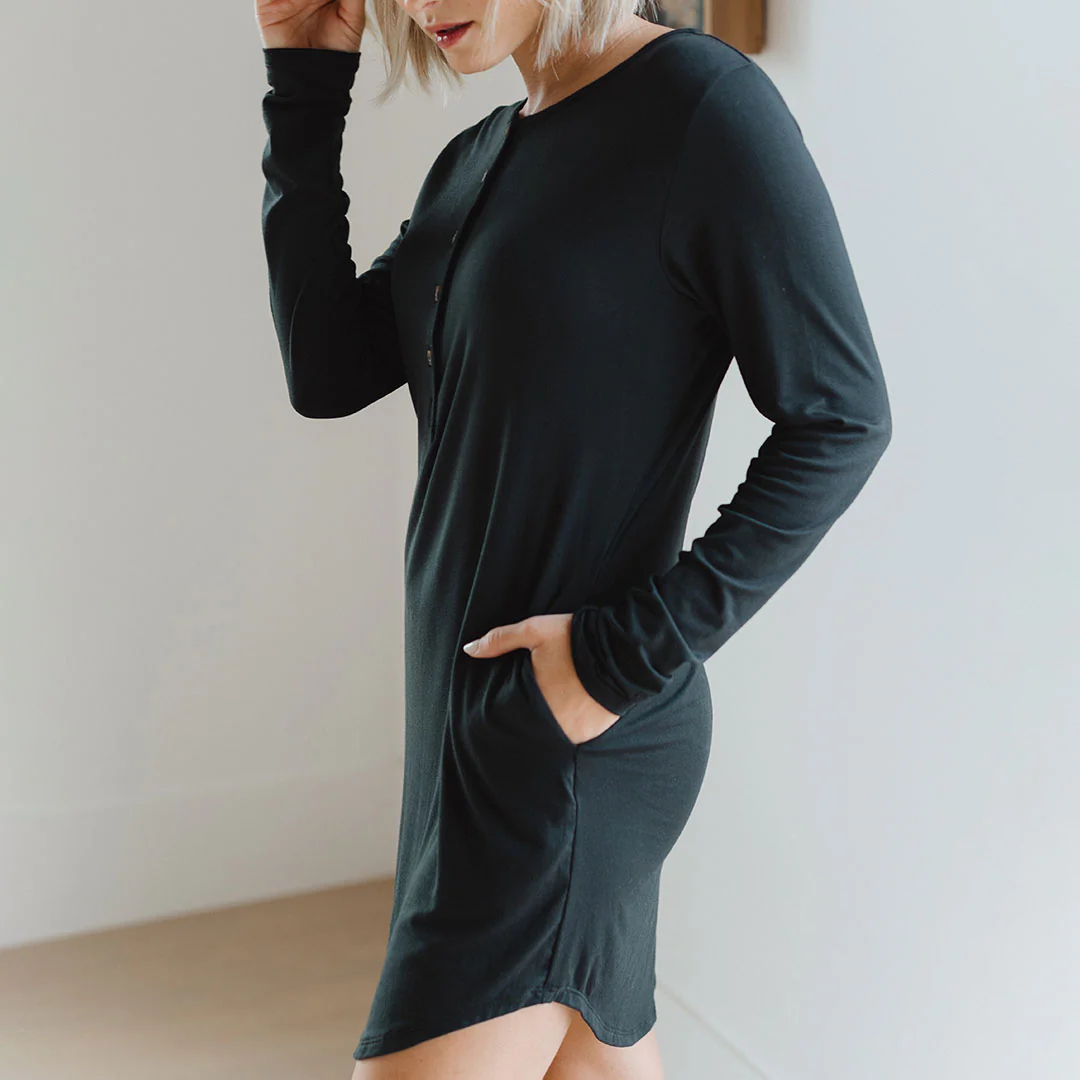 Serenity PJ Dress, Black - Image 5