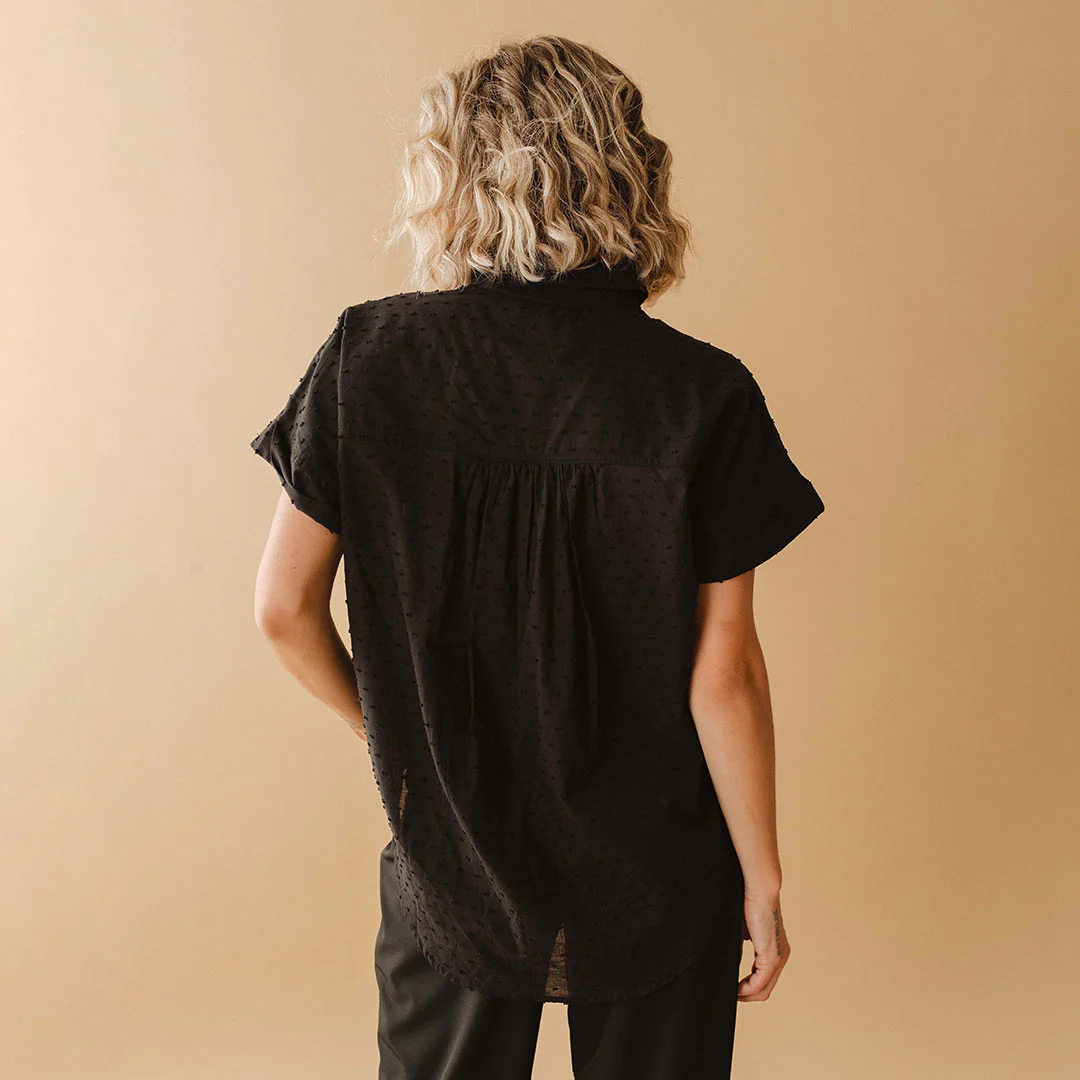 Short Sleeve Button Down, Black - Image 6