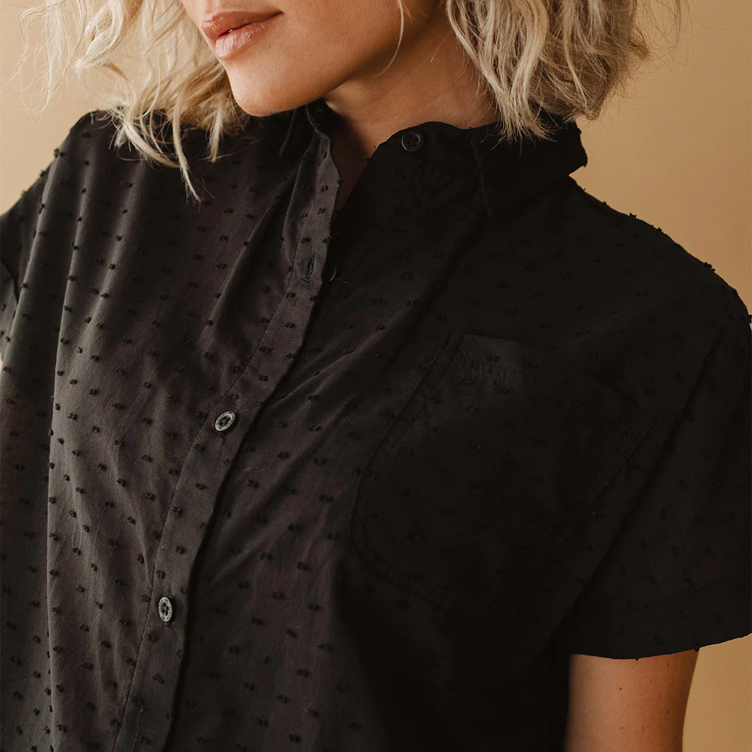 Short Sleeve Button Down, Black - Image 7