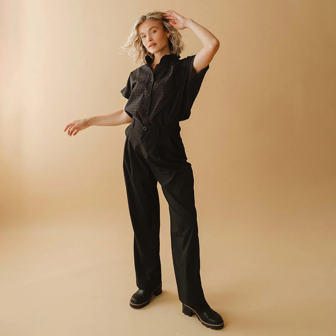 Short Sleeve Button Down, Black - Image 9