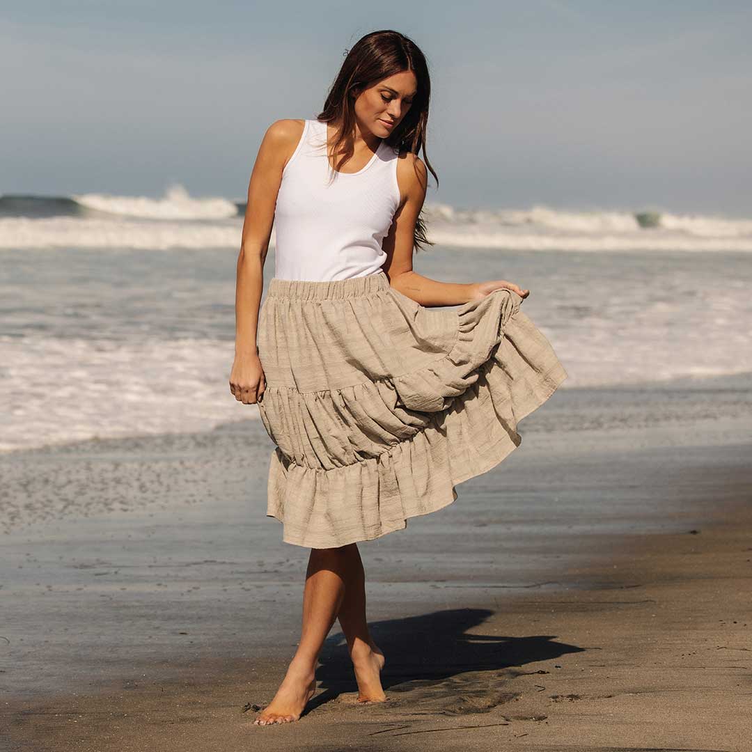 Short Tiered Skirt, Dune - Image 2