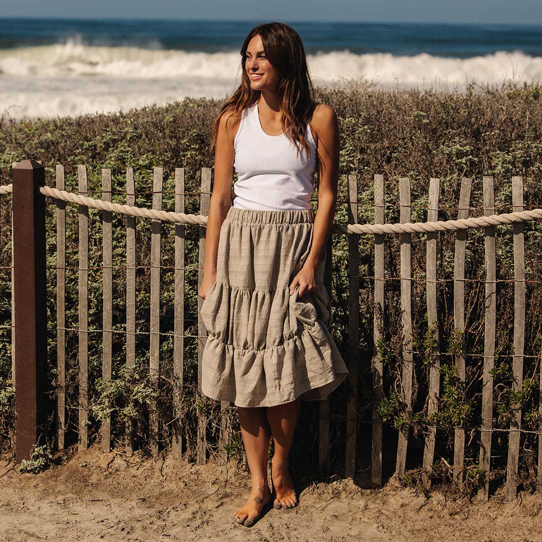 Short Tiered Skirt, Dune - Image 9