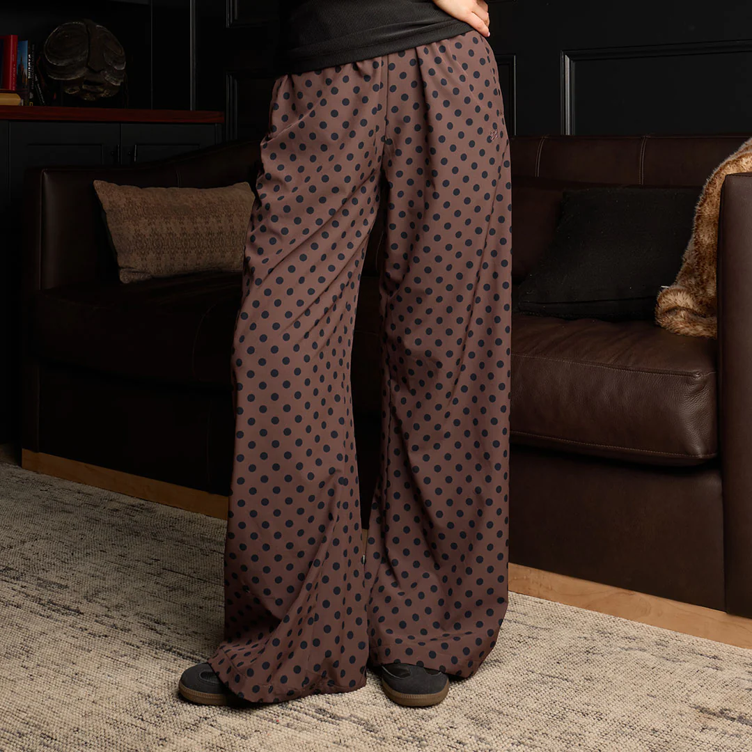 Slip On Trouser, Black/Brown Polka Dot - Image 10