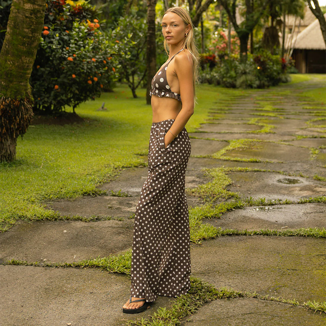 Slip On Trouser, Cream Cocoa Dot - Image 2