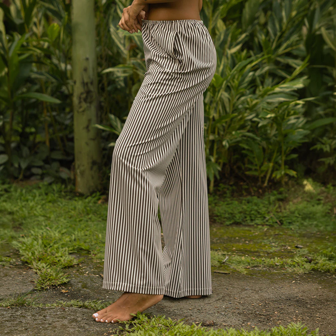 Slip On Trouser, Cream Cocoa Stripe - Image 3
