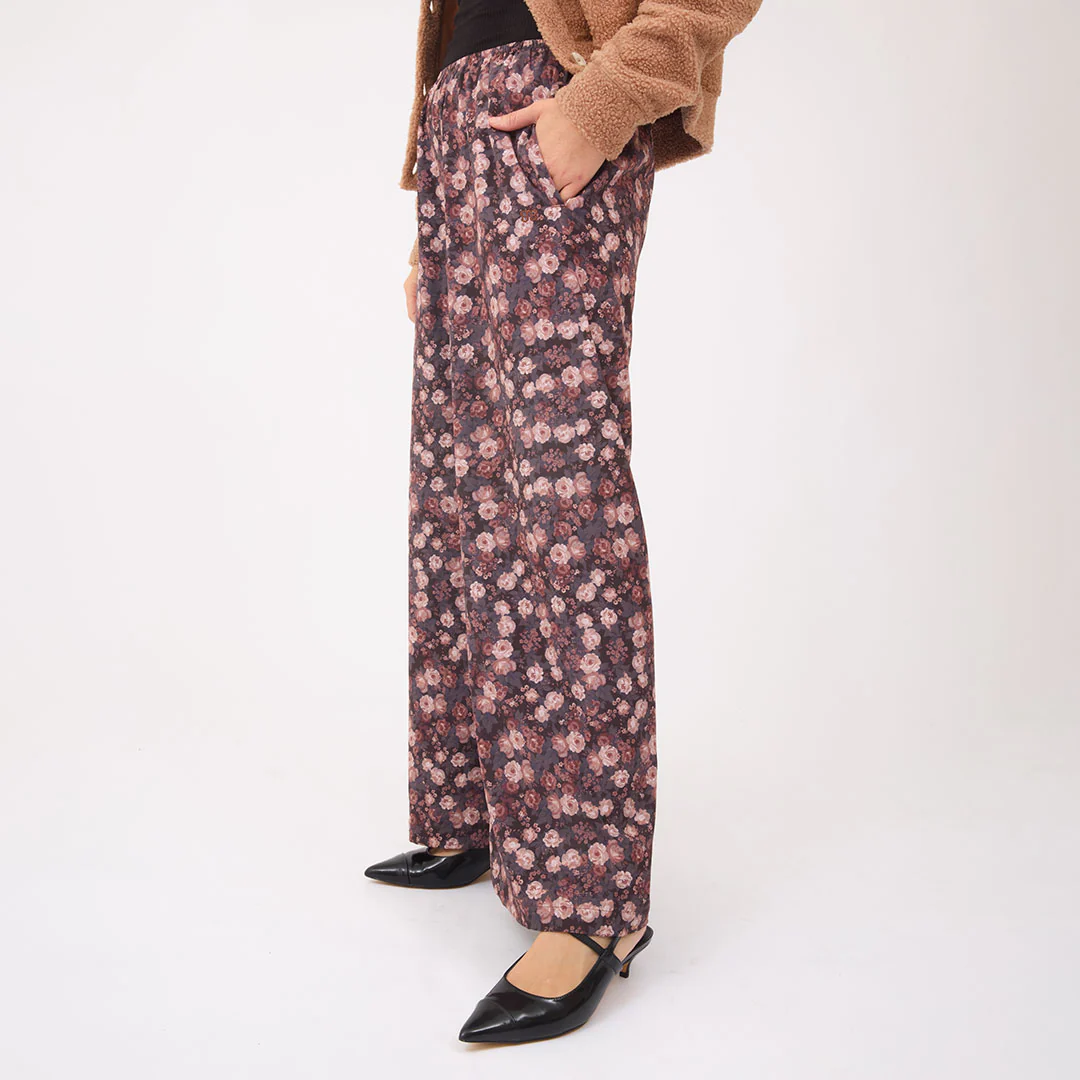 Slip On Trouser, Walnut Micro Floral - Image 3