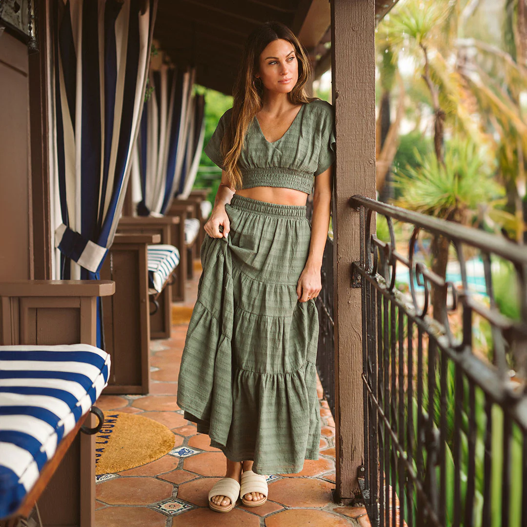 Smocked Crop Blouse, Sage - Image 3