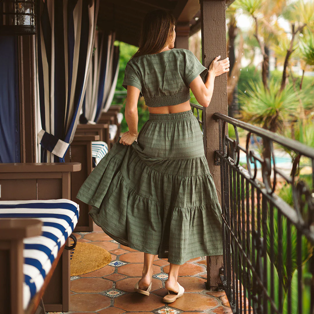 Smocked Crop Blouse, Sage - Image 4