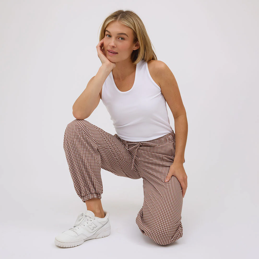 Society Joggers, Toffee Gingham - Image 7