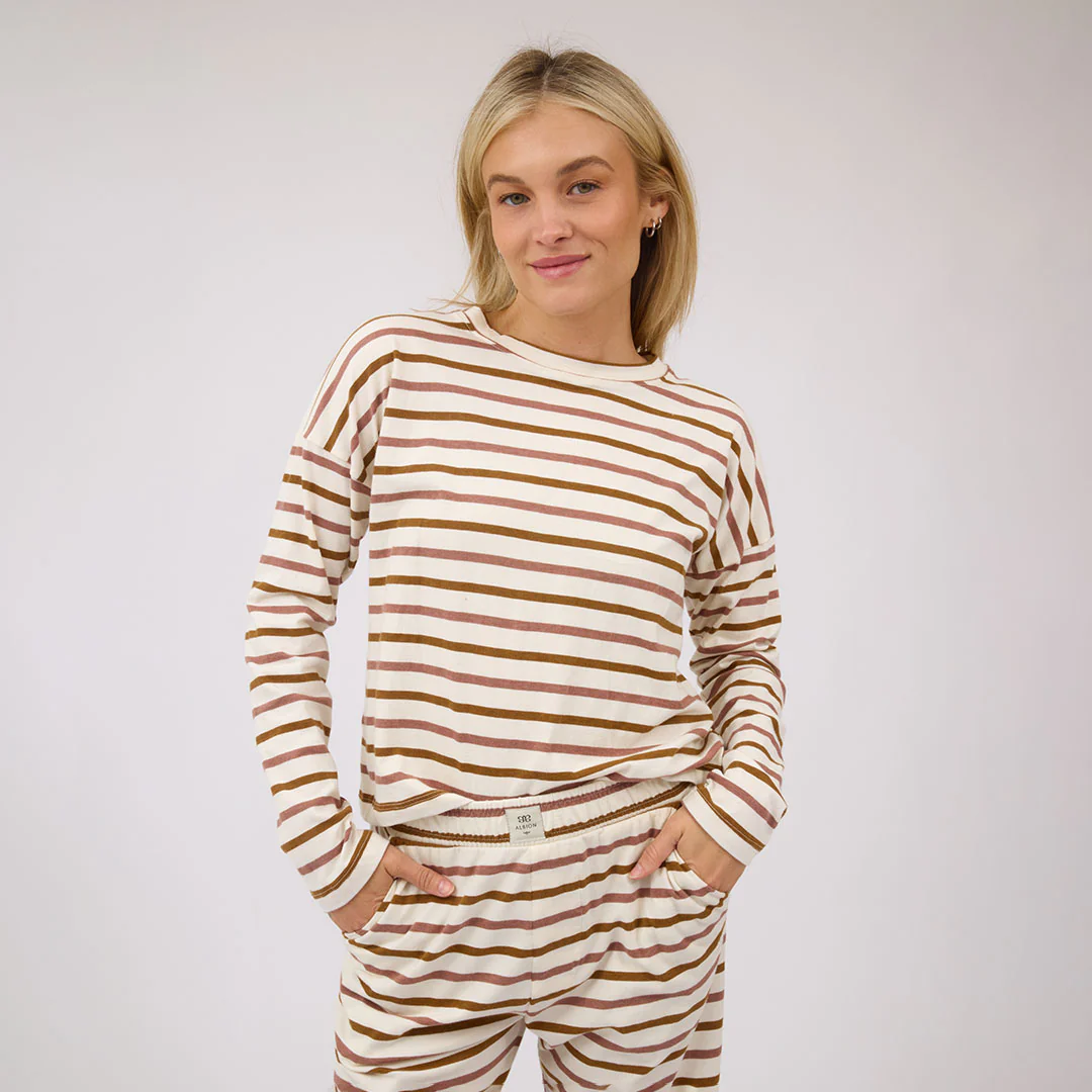 Striped Basic Long Sleeve, Mauve