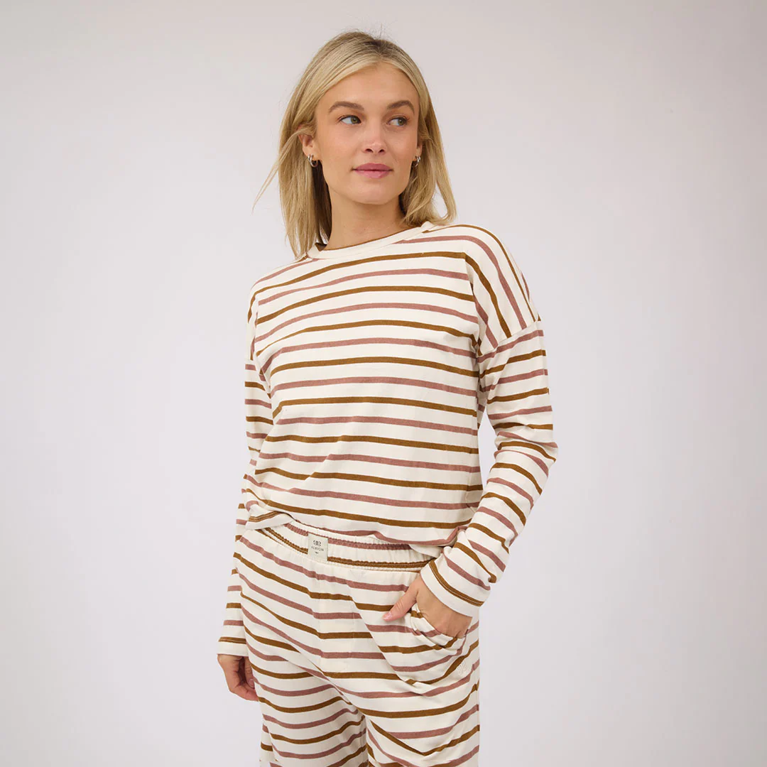 Striped Basic Long Sleeve, Mauve - Image 3