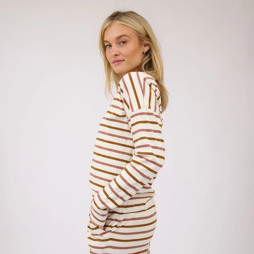 Striped Basic Long Sleeve, Mauve - Image 4