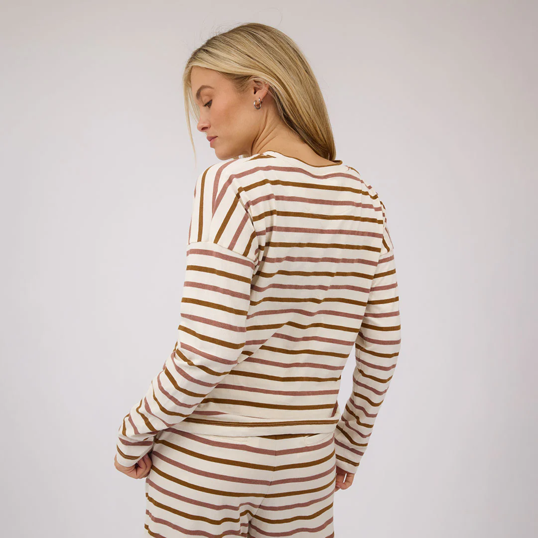 Striped Basic Long Sleeve, Mauve - Image 5