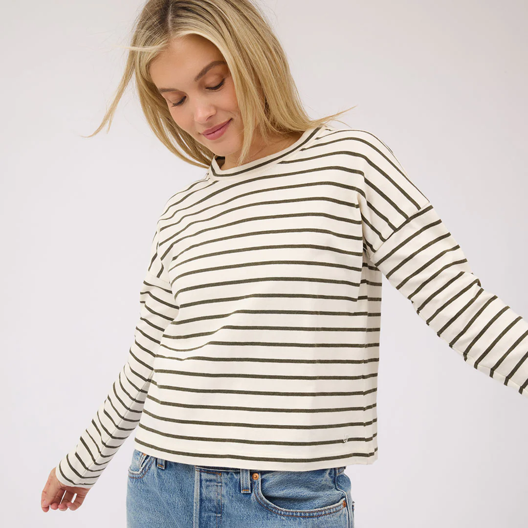 Striped Basic Long Sleeve, Pine - Image 2