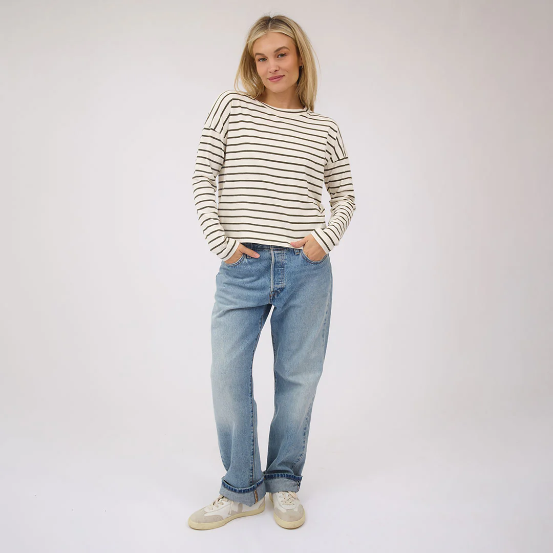 Striped Basic Long Sleeve, Pine - Image 3