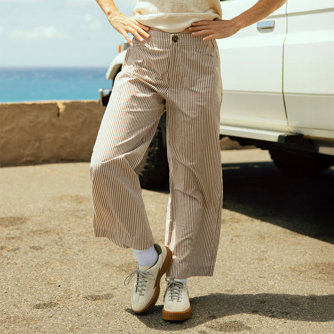 Striped Button Trouser, Brown and White Stripe - Image 7