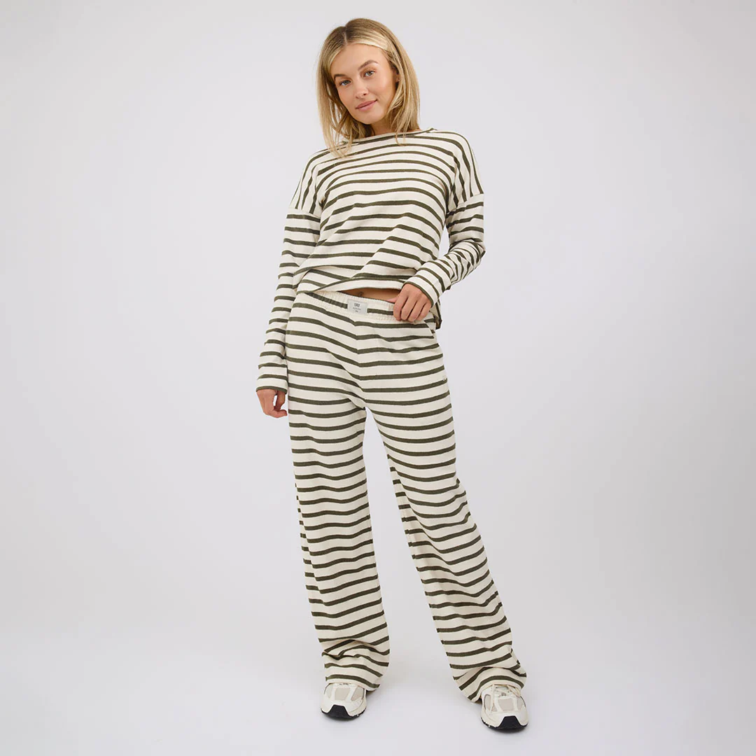 Striped Pants, Olive and Cream - Image 2