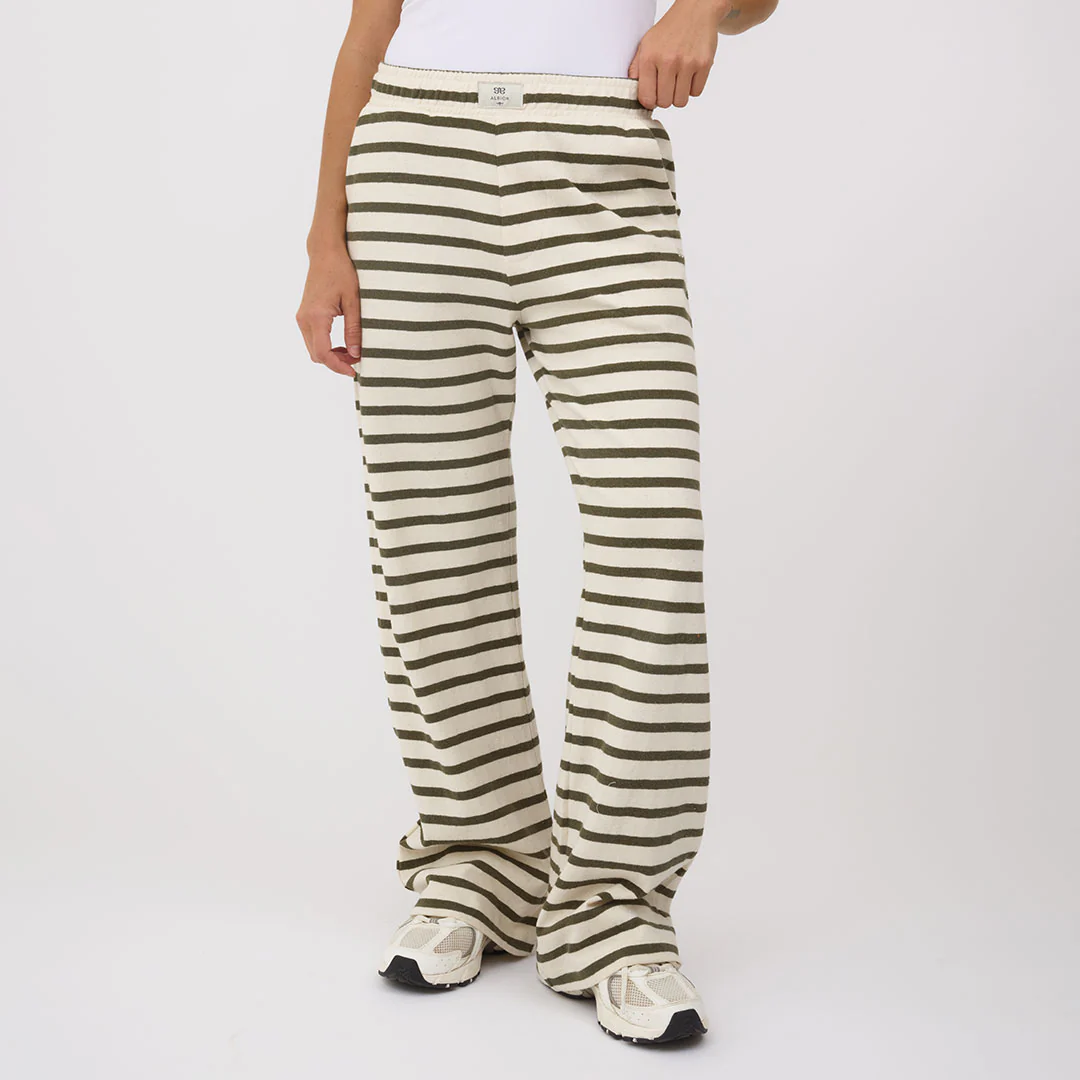 Striped Pants, Olive and Cream - Image 3