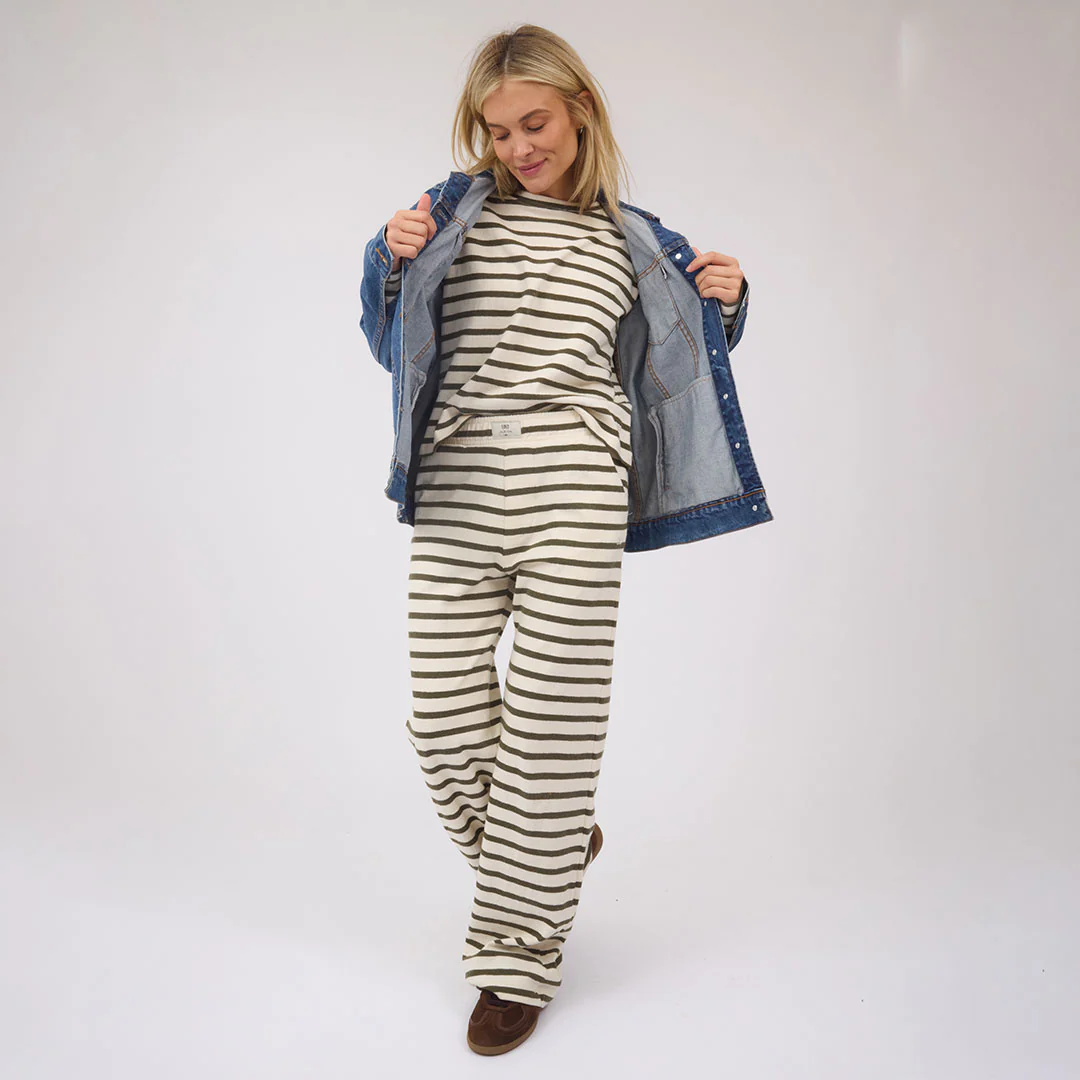 Striped Pants, Olive and Cream - Image 8