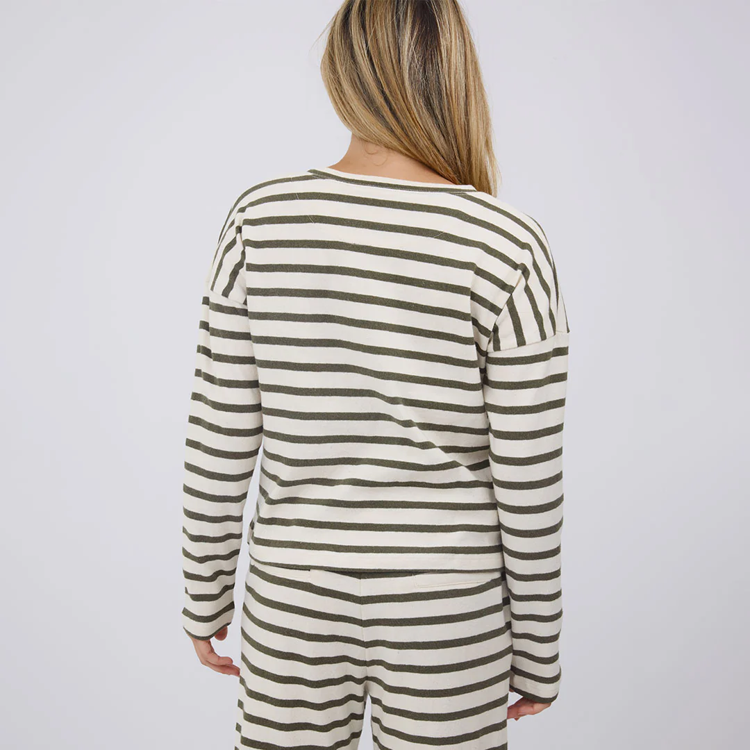 Striped Sweater, Olive and Cream - Image 5