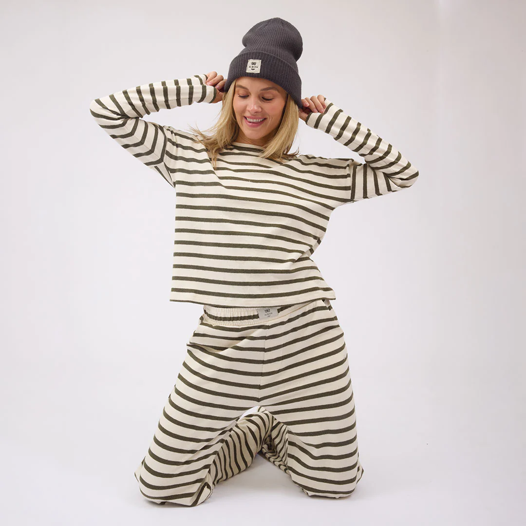 Striped Sweater, Olive and Cream - Image 6
