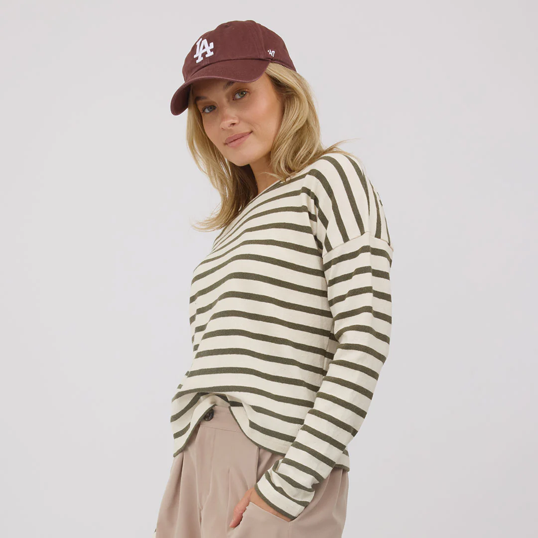 Striped Sweater, Olive and Cream - Image 7