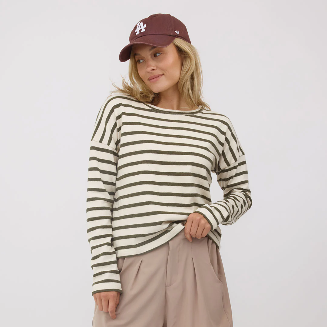 Striped Sweater, Olive and Cream - Image 8