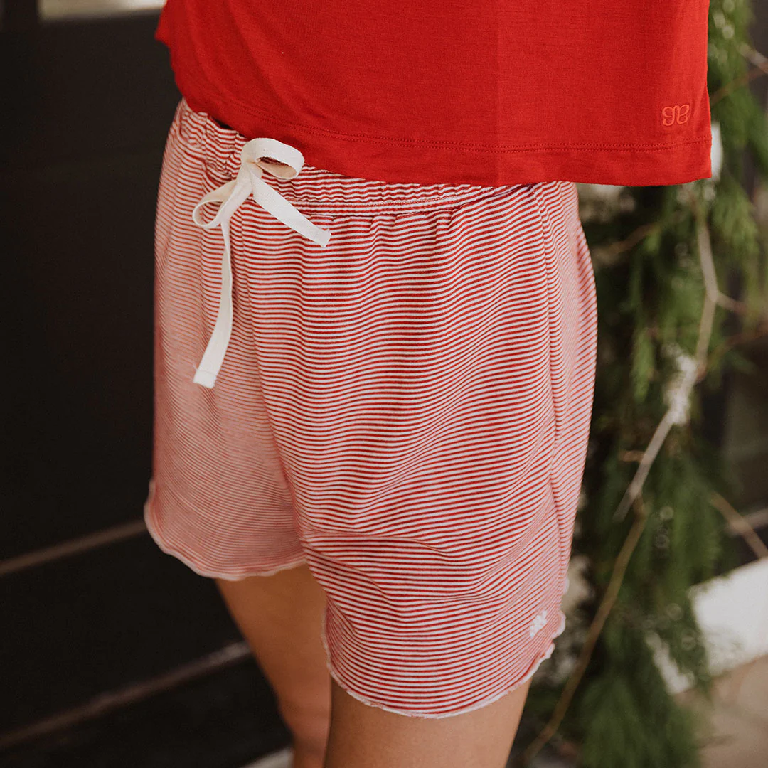 Sweet Slumber Shorts, Red Stripe - Image 4