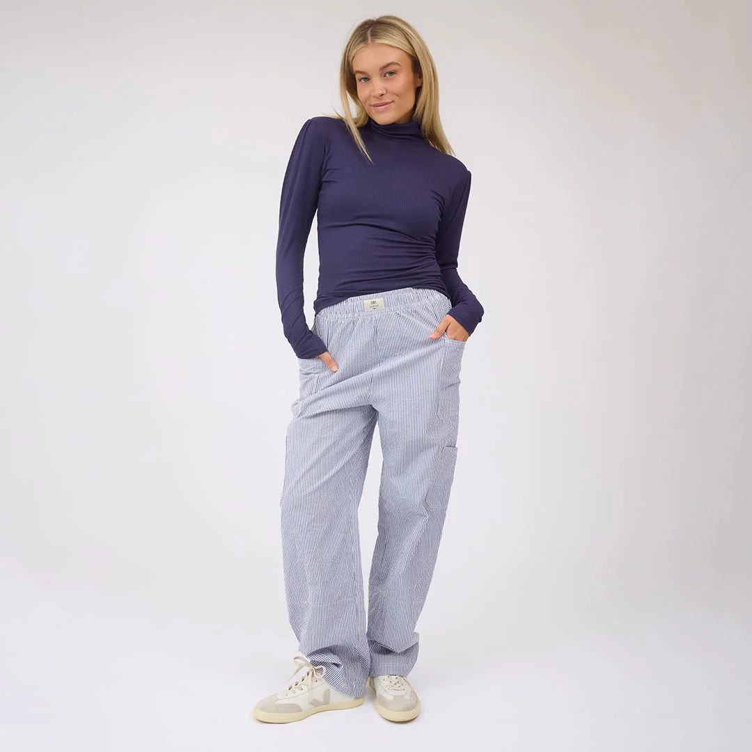 Tessa Long Sleeve, Navy Rib - Image 2
