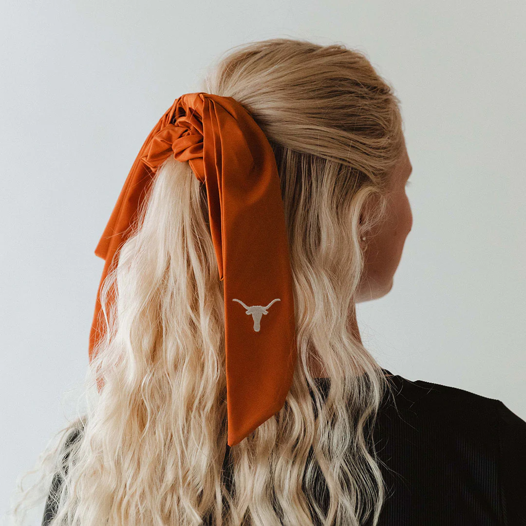 Texas Bow Scrunchie, Burnt Orange - Image 4