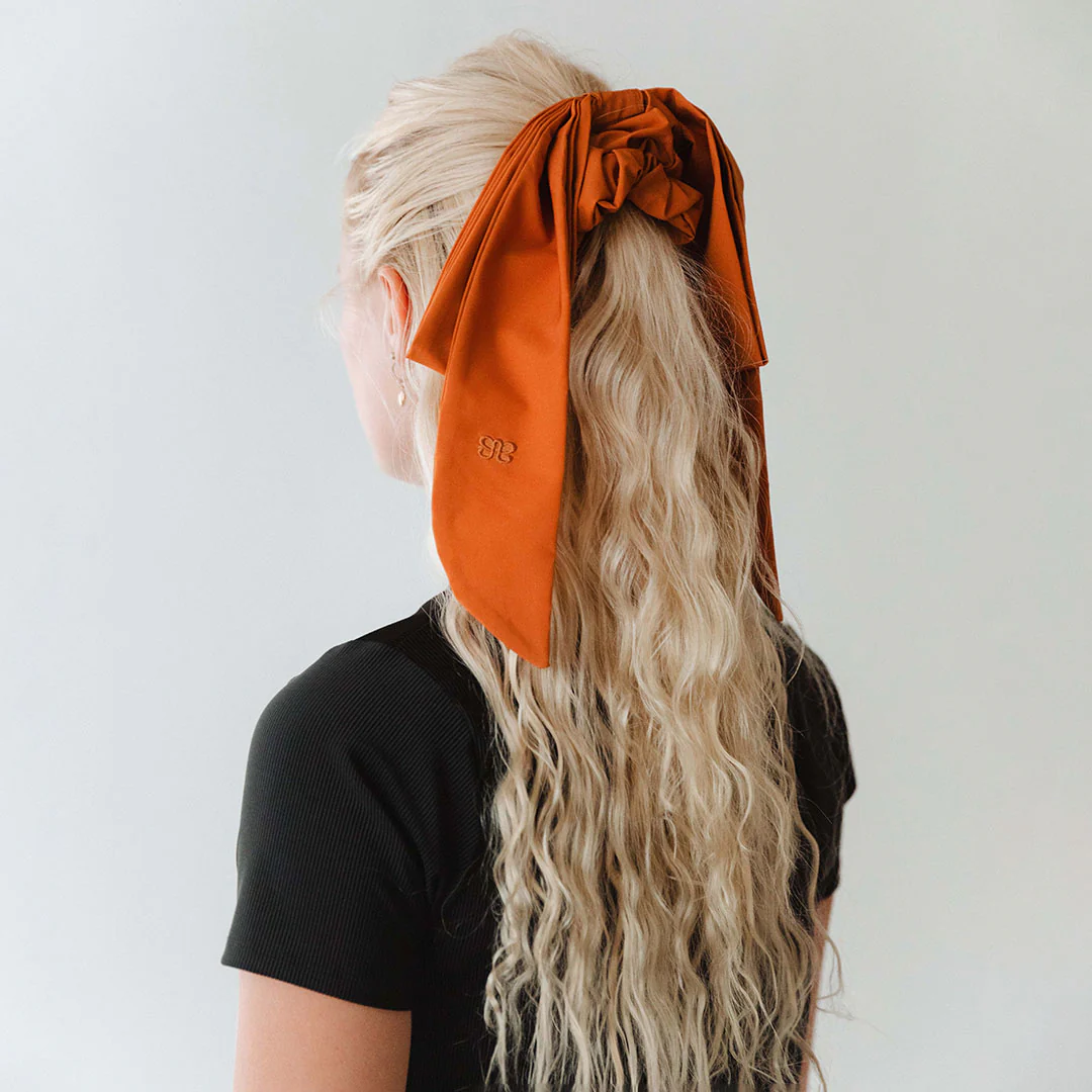 Texas Bow Scrunchie, Burnt Orange - Image 7