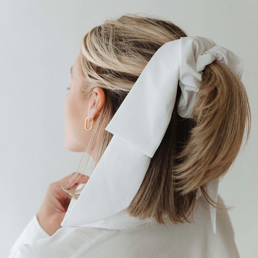Texas Bow Scrunchie, White - Image 4