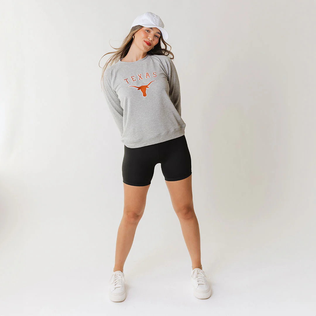 Texas Embroidered Campus Crew, Heather Grey - Image 6
