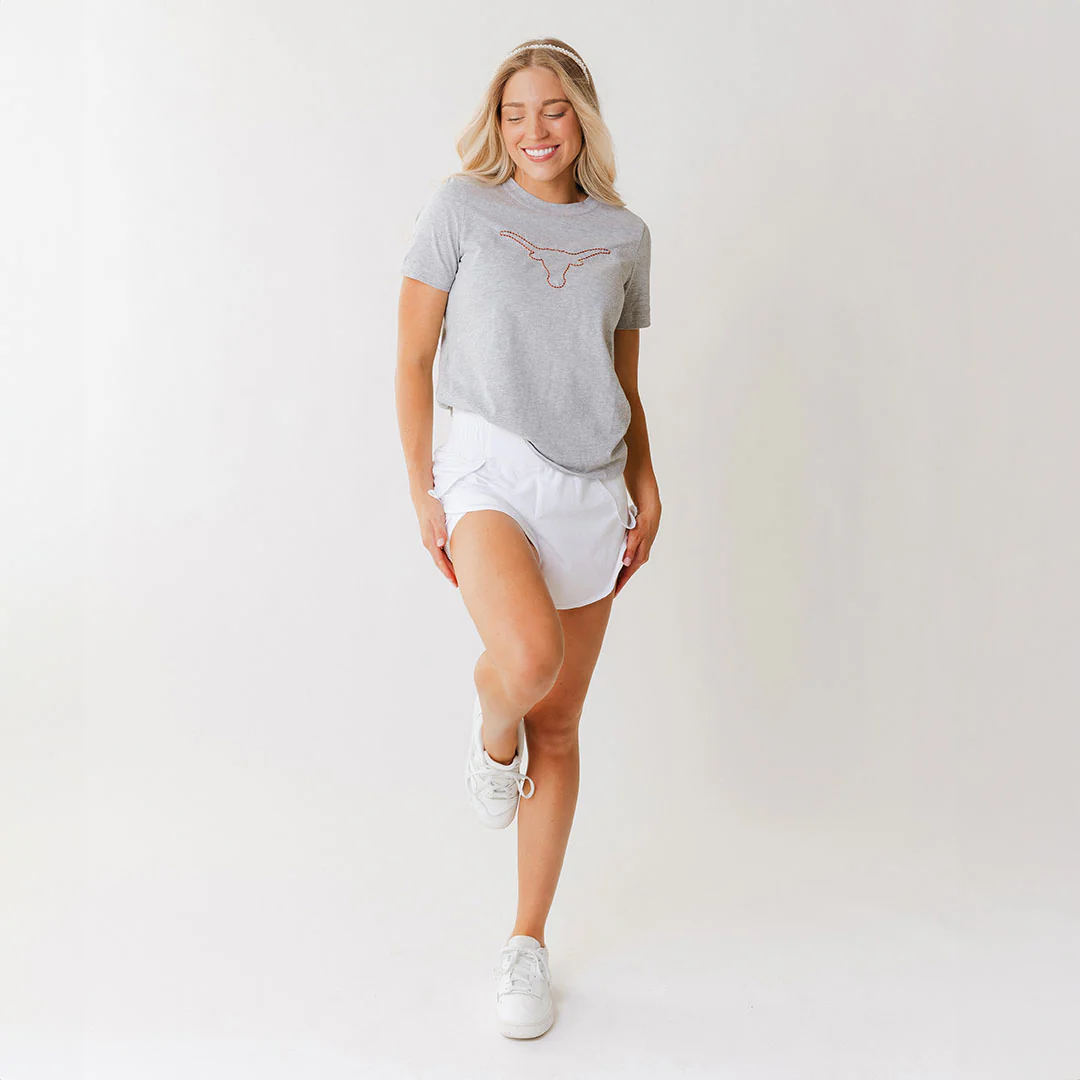 Texas Embroidered Tee, Heather Grey - Image 4