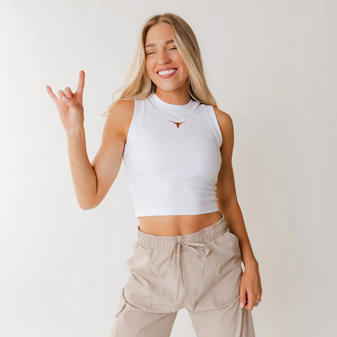 Texas High Neck Tank, White - Longhorn - Image 3
