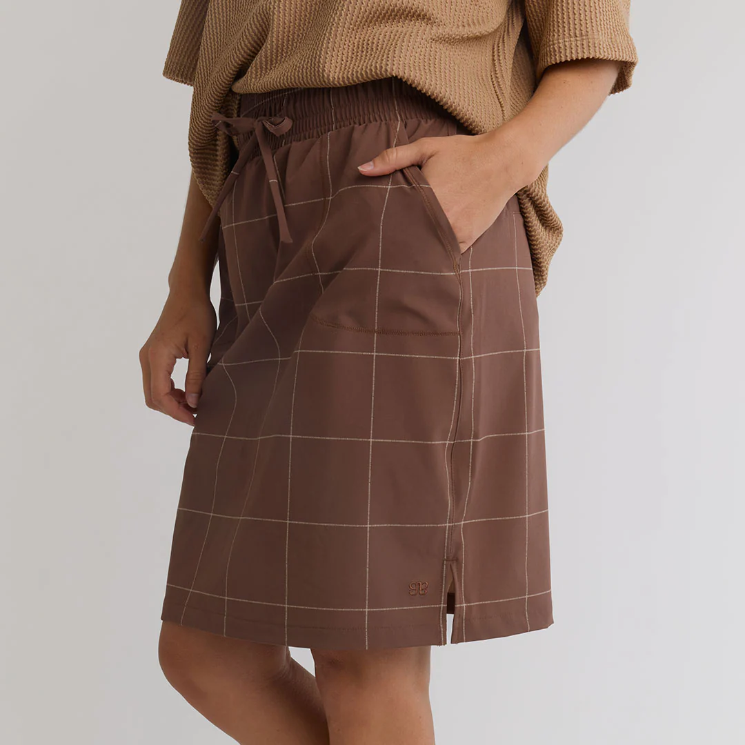 The Away Skirt, Brown/Cream Windowpane - Image 3