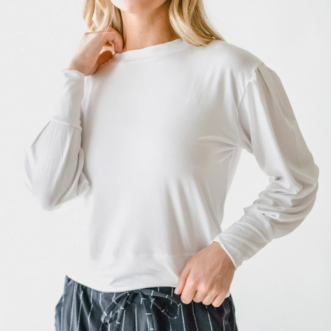 The Coco Long Sleeve, Bamboo White - Image 2