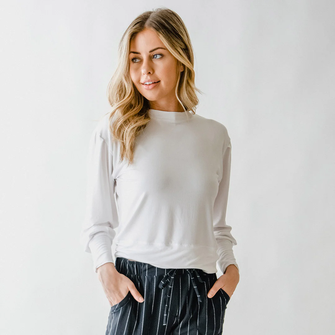 The Coco Long Sleeve, Bamboo White - Image 4