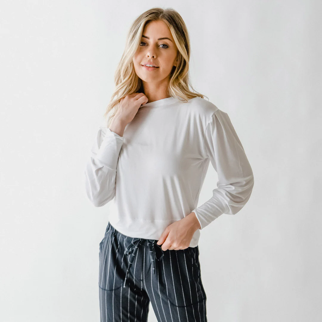 The Coco Long Sleeve, Bamboo White - Image 5